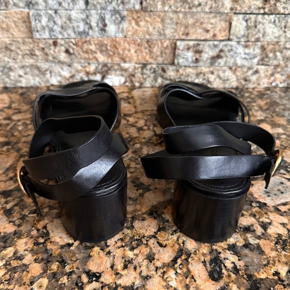 TORY BURCH BLACK LEATHER CITY HEELS - Picture 8 of 10